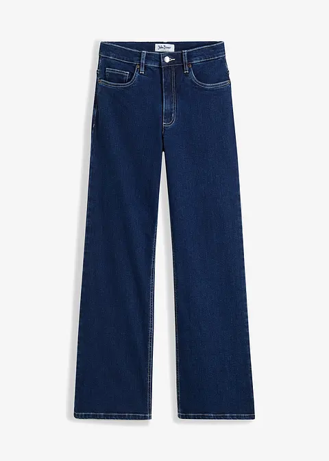 Wide Leg Jeans High Waist, Bio-Baumwolle in blau von vorne - bonprix