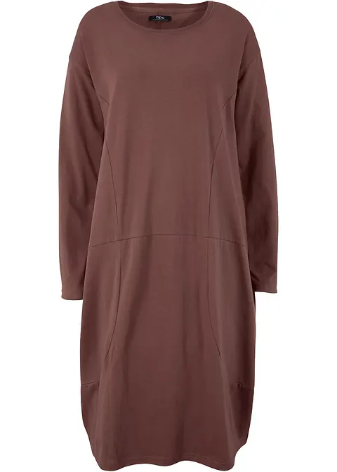 Baumwoll-Shirtkleid in O-Form in braun von vorne - bonprix