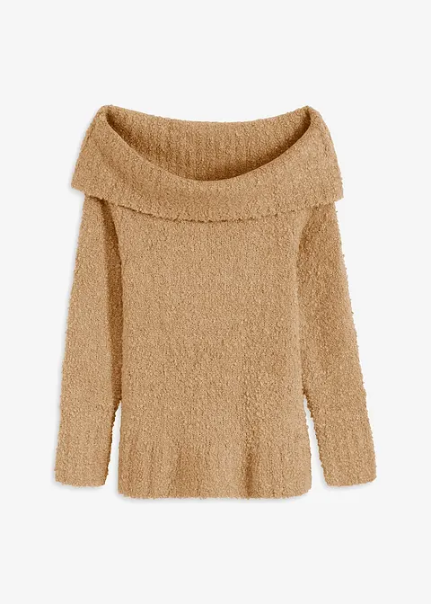 Off Shoulder Pullover in beige von vorne - bonprix