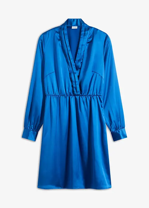 Satinkleid in blau von vorne - bonprix