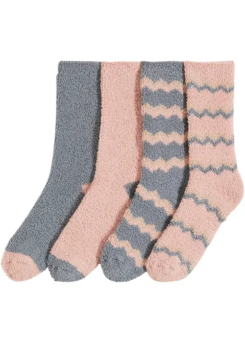 Kuschelsocken mit recyceltem Polyester (4er Pack) in rosa von vorne - bonprix