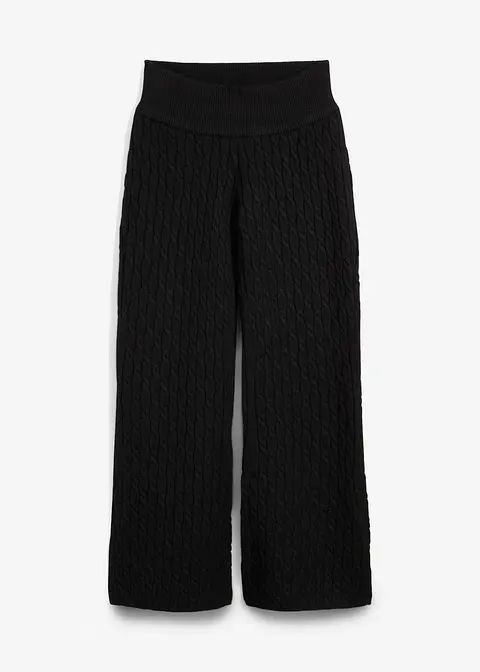 Strickhose mit Zopfmuster in schwarz von vorne - bonprix