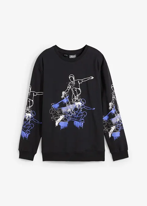 Sweatshirt aus reiner Bio-Baumwolle in schwarz von vorne - bonprix