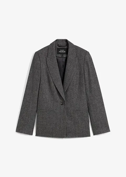 Wollblazer mit Fischgratmuster in grau von vorne - bonprix