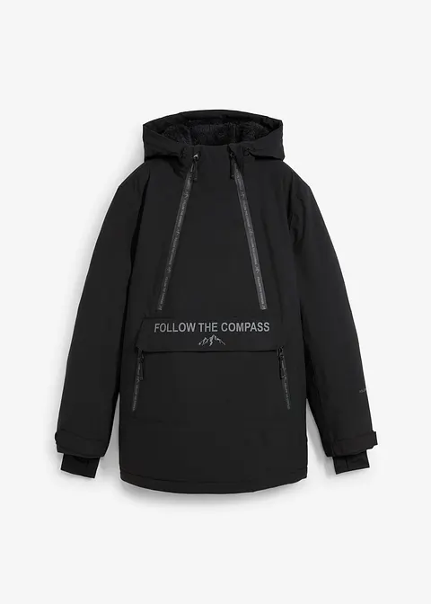 wasserdichte Funktions-Schlupfjacke mit Fleece-Futter in schwarz von vorne - bonprix