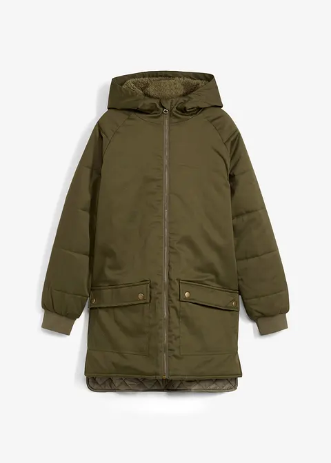 Mädchen Winter Parka mit Kapuze in grün von vorne - bonprix