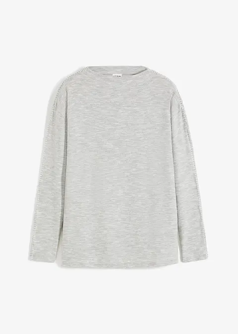 softes Shirt in grau von vorne - bonprix