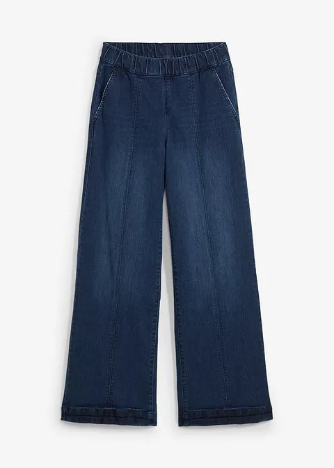 Wide-Leg-Jeans High Waist, Bequembund in blau von vorne - bonprix