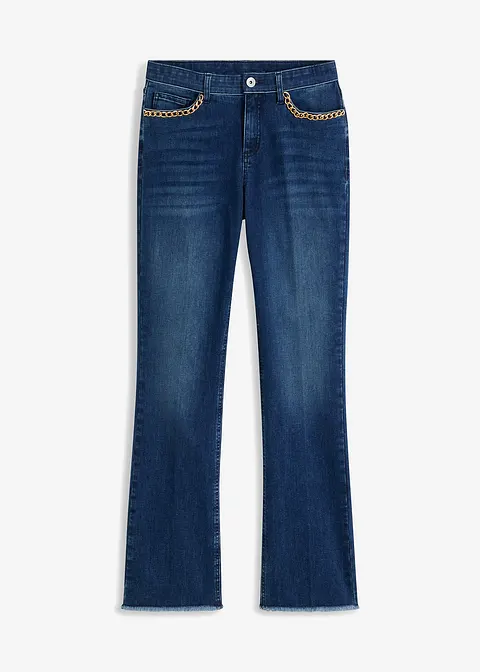 Straight-Jeans mit Kettendetail in blau von vorne - bonprix