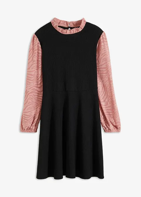 Kleid mit Ballonärmeln in schwarz von vorne - bonprix