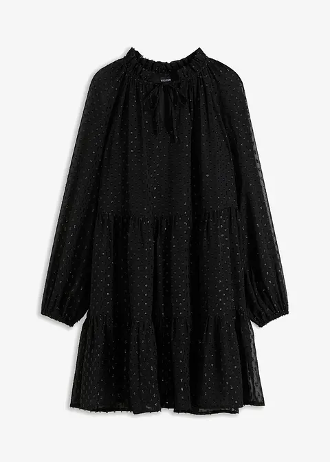 Tunika-Kleid mit Glitzereffekt in schwarz von vorne - bonprix