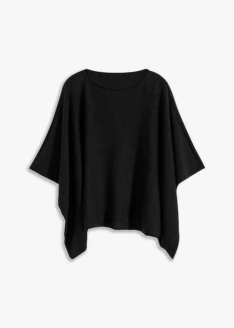 Wollponcho in schwarz von vorne - bonprix