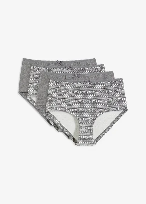 Maxipanty mit Bio-Baumwolle (4er Pack) in grau von vorne - bonprix