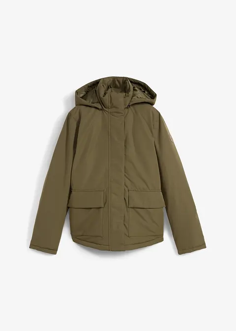 Winterjacke mit aufgesetzen Taschen in grün von vorne - bonprix