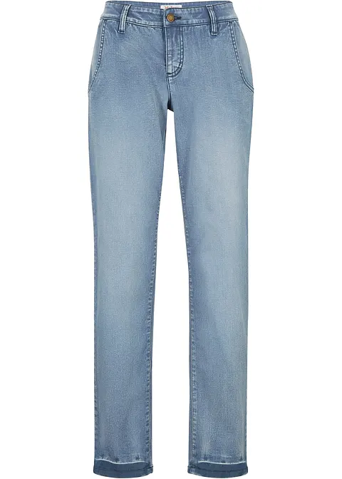 Soft-Stretch-Jeans im Chinostil, verkürzt in blau von vorne - bonprix