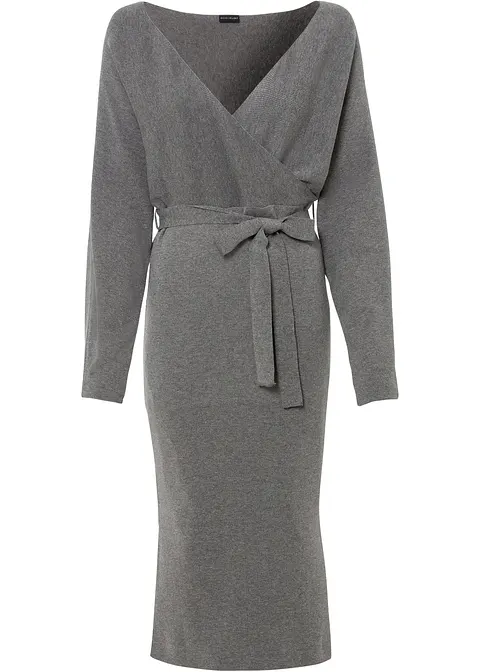 Strickkleid in grau von vorne - bonprix