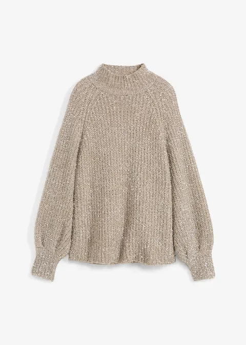 Federgarnpullover in beige von vorne - bonprix