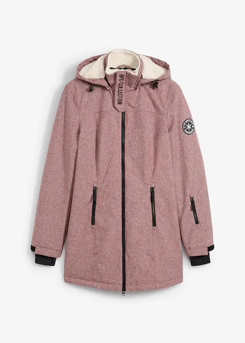 wasserdichte Funktions-Outdoor-Longjacke mit Teddyfleece in rot von vorne - bonprix