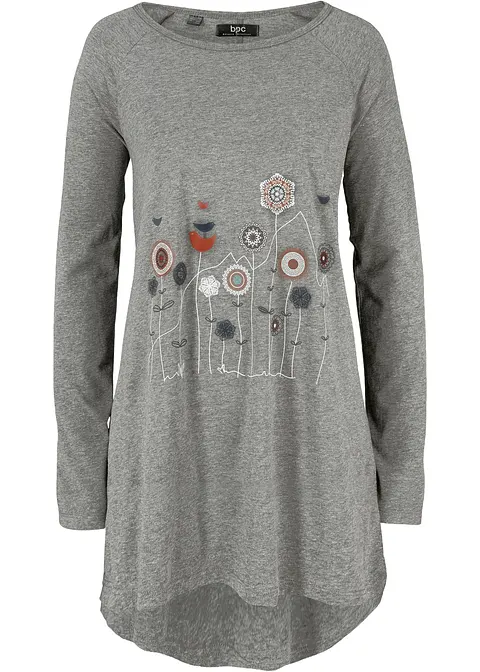 Oversize Longshirt mit Rundhalsausschnitt in grau von vorne - bonprix