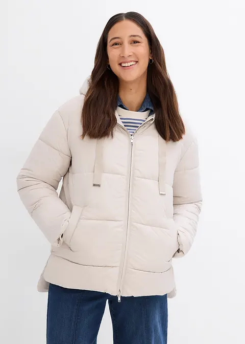 Oversize Puffer-Jacke in grau von vorne (im Anschnitt) - bonprix