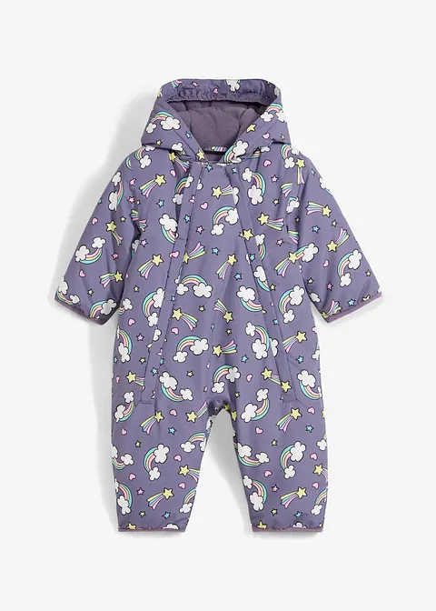 Baby Schneeoverall in lila von vorne - bonprix