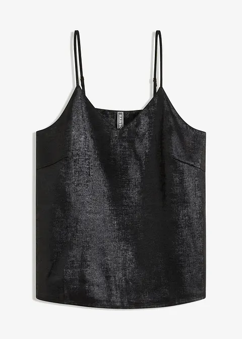 Top mit Glanzeffekt in schwarz von vorne - bonprix