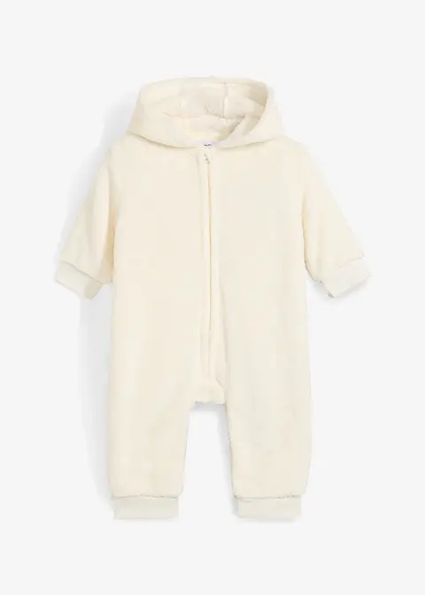 Baby Fleece-Overall mit Geweih in weiß von vorne - bonprix