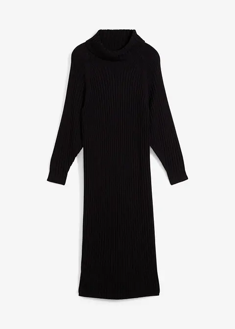 Strickkleid mit Rollkragen in schwarz von vorne - bonprix