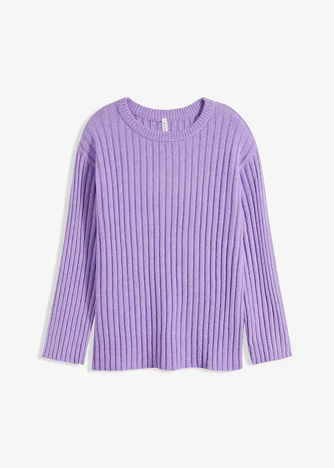 Gerippter Oversize-Pullover in lila von vorne - bonprix