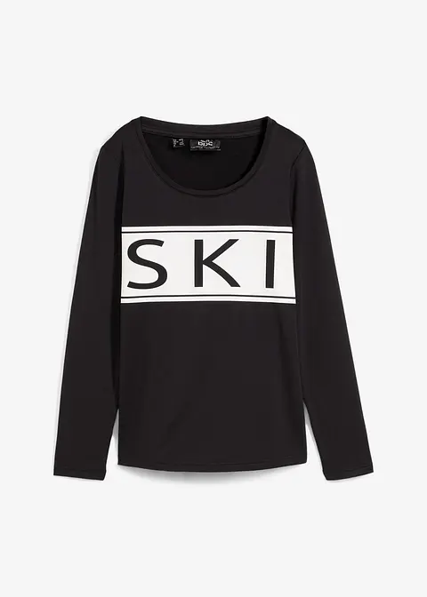 Ski Thermoshirt in schwarz von vorne - bonprix