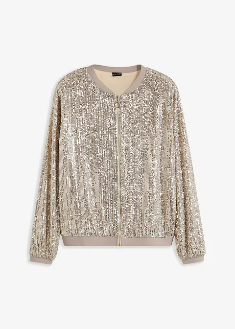 Pailletten-Blouson in beige von vorne - bonprix