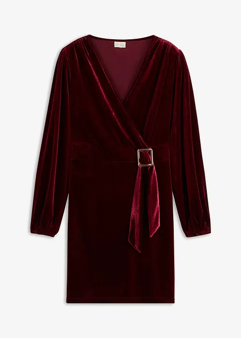 Minikleid aus softem Samt im Wickeloptik in rot von vorne - bonprix