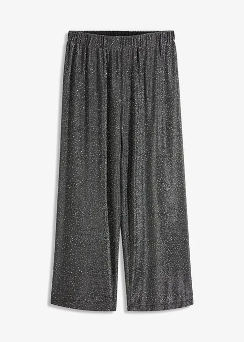 Marlenehose mit Glitzereffekt in silber von vorne - bonprix