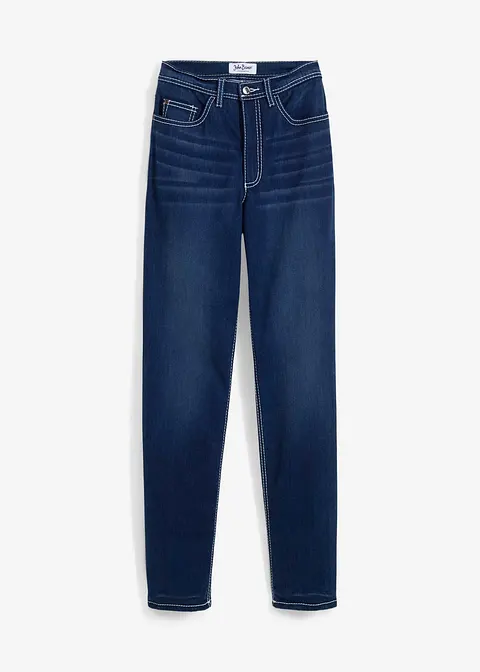 Straight Jeans High Waist, Thermo in blau von vorne - bonprix