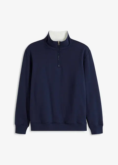 Thermo-Sweatshirt mit Troyer-Kragen, warm gefüttert in blau von vorne - bonprix