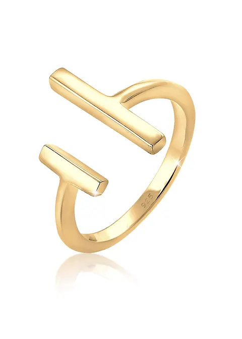 Elli Ring aus 925er Sterling Silber vergoldet, verstellbar in gold von vorne - elli