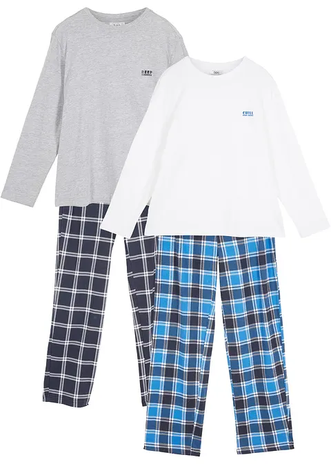 Pyjama mit Bio-Baumwolle (4-tlg. Set) in blau von vorne - bonprix