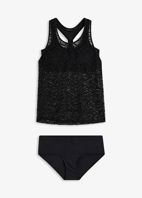 Tankini (2-tlg. Set) in schwarz von vorne - bonprix