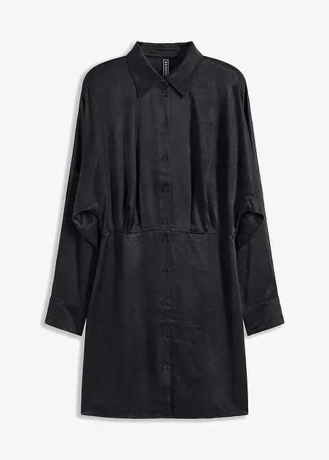 Minikleid aus Satin in schwarz von vorne - bonprix
