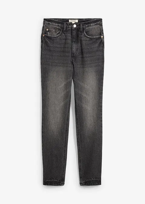 Straight Jeans High Waist, Low Stretch in schwarz von vorne - bonprix