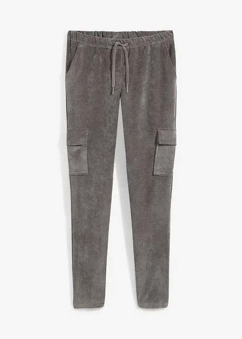 Schlupfhose aus Samt-Cord in grau von vorne - bonprix