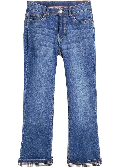 Thermojeans Flared, High Waist in blau von vorne - bonprix
