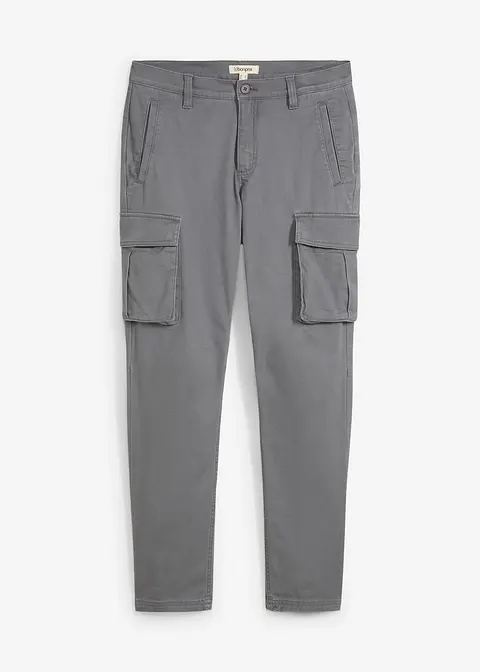 Regular Fit Stretch-Hose mit reiner Baumwolle, Straight in grau von vorne - bonprix
