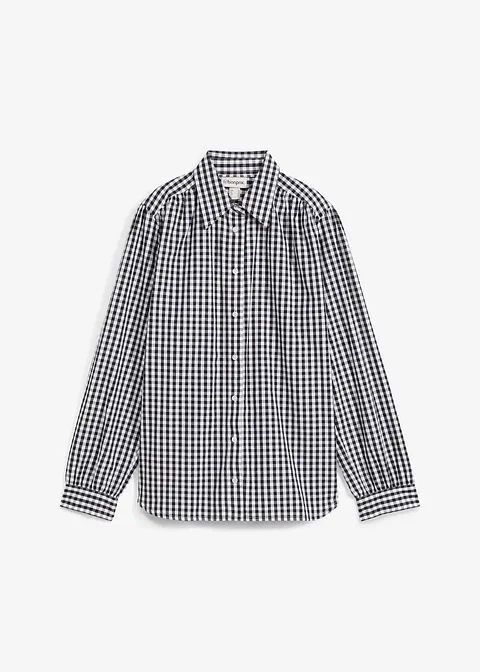 Oversize-Bluse mit Puffärmeln in schwarz von vorne - bonprix