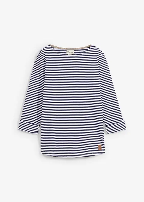 Langarmshirt aus reiner Baumwolle in blau von vorne - bonprix