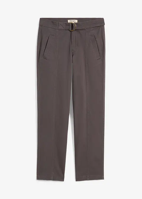 Hose aus Baumwoll-Elasthan-Mix in grau von vorne - bonprix