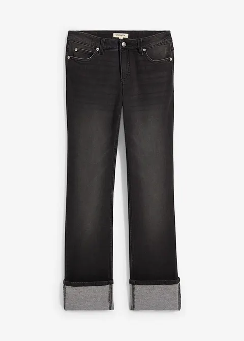 Straight-Jeans, Mid Waist, Bequembund in schwarz von vorne - bonprix