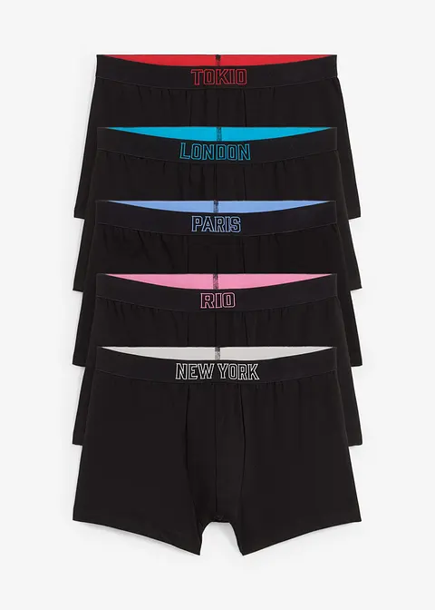 Boxershorts eng (5er Pack) in schwarz von vorne - bonprix