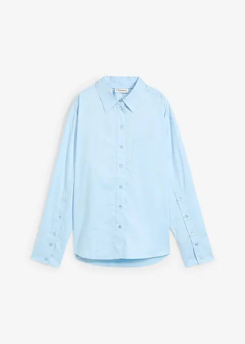 Bluse aus reiner Baumwolle in blau von vorne - bonprix