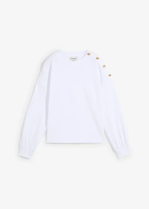 Sweatshirt mit Knöpfen in weiß von vorne - bonprix